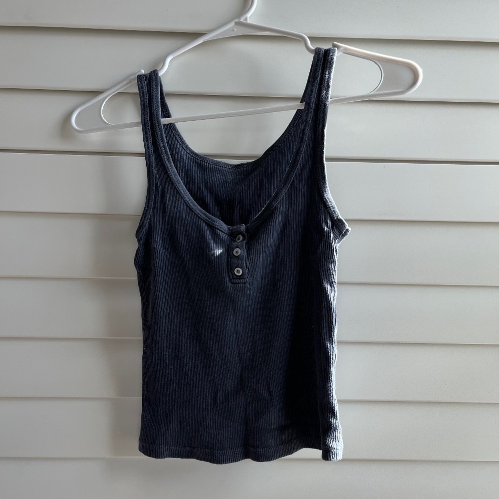 Brandy Melville Three Button Navy Tank Top